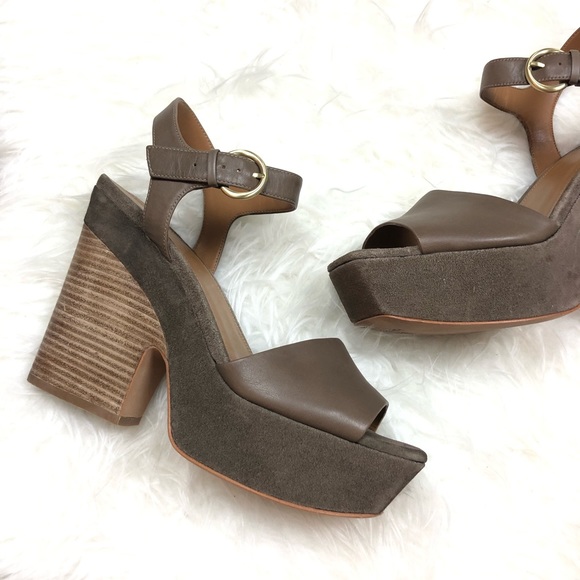 Marc Fisher Shoes - Marc Fisher Chunky Taupe Sandal Heels